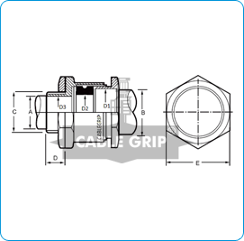 Single Compression Cable Glands - Drawing