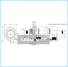 Weathreproof Double Compression Cable Glands for Un-Armoured Cables - Drawing