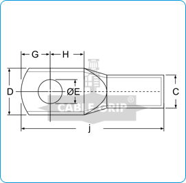 CGI Copper Tubular Terminals Long Barrel Medium Duty - Drawing 1